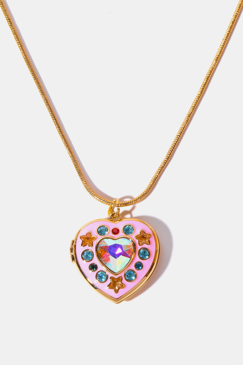 Rhinestone Decor Heart Box Pendant Necklace